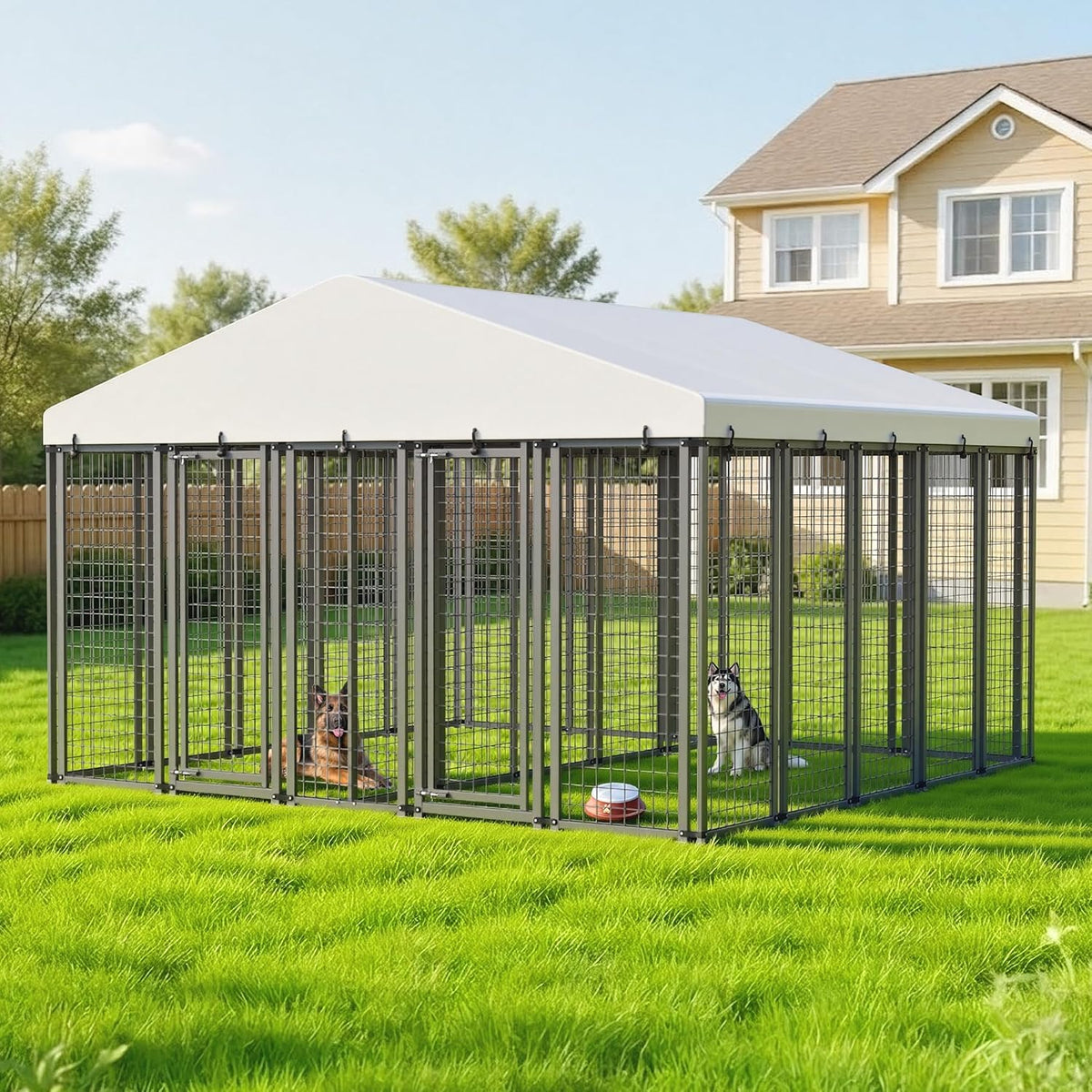 10x10 ft outdoor dog kennel for 2 areas, main product view
