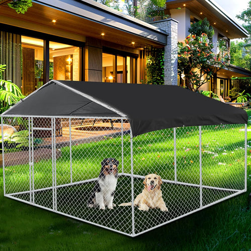 10x10 ft outdoor metal dog kennel with roof, main product view