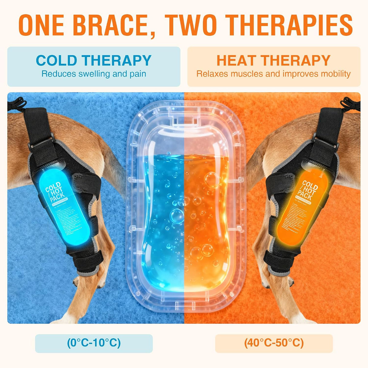 dog knee brace xl, hind leg support with, close-up detail