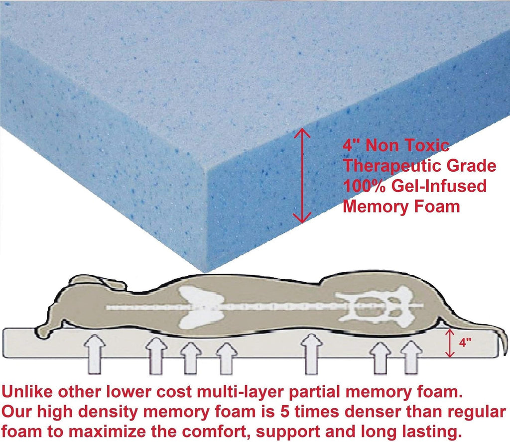 dogbed4less extra large orthopedic memory foam dog bed, side view