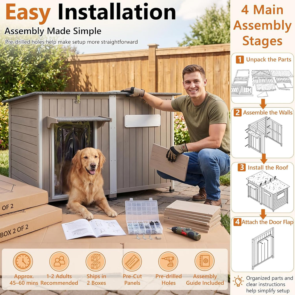 ketive 55" xl insulated outdoor dog house for on a desk or shelf