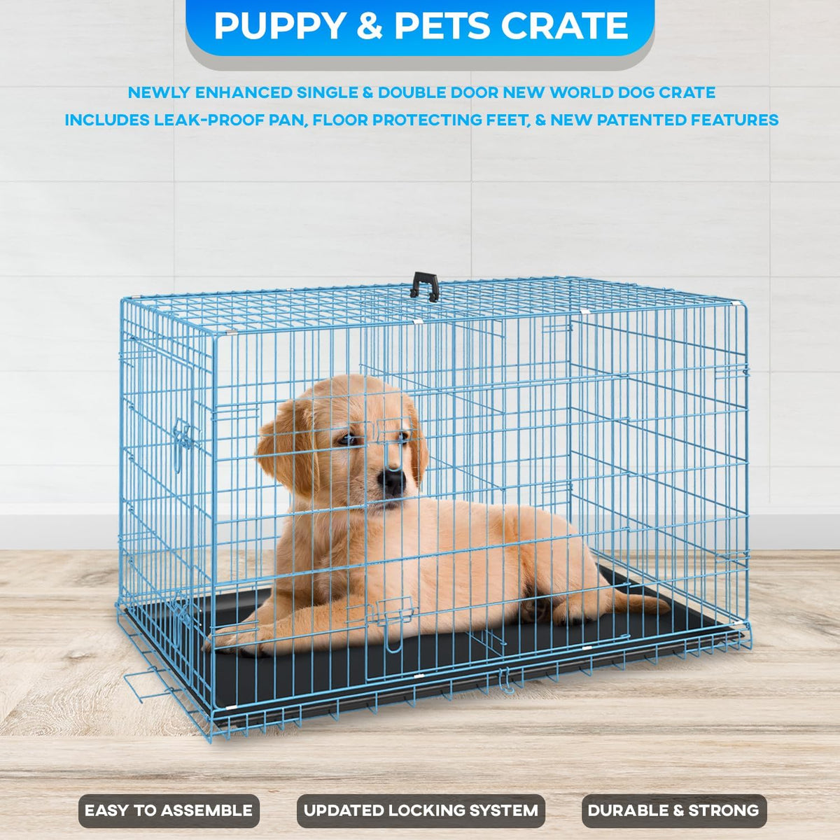 fdw | 24" foldable metal dog crate |, side view