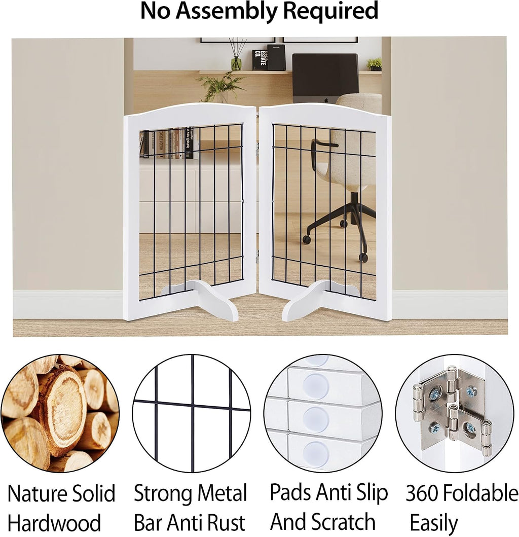 lzrs 2-panel freestanding adjustable wooden dog gate—30” tall, close-up detail