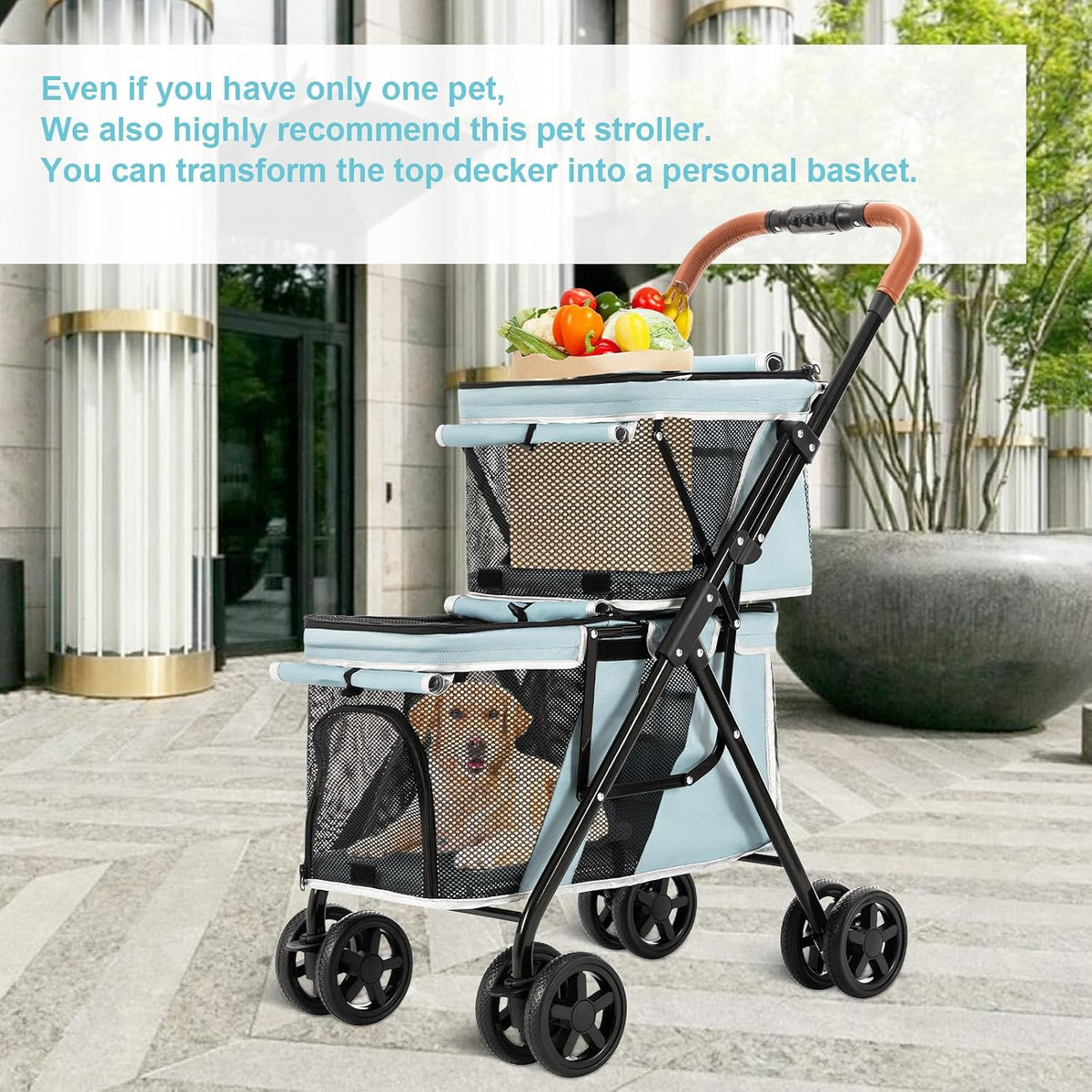 double pet stroller for 2 dogs & cats, package contents