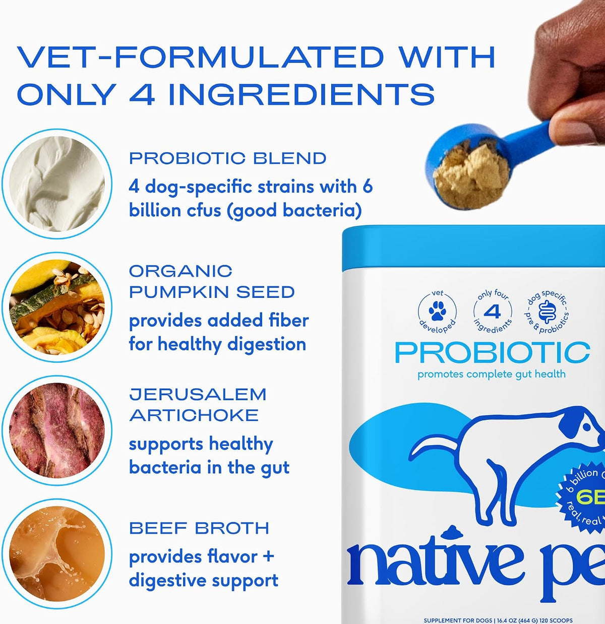 native pet probiotics for dogs – dog probiotic, side view