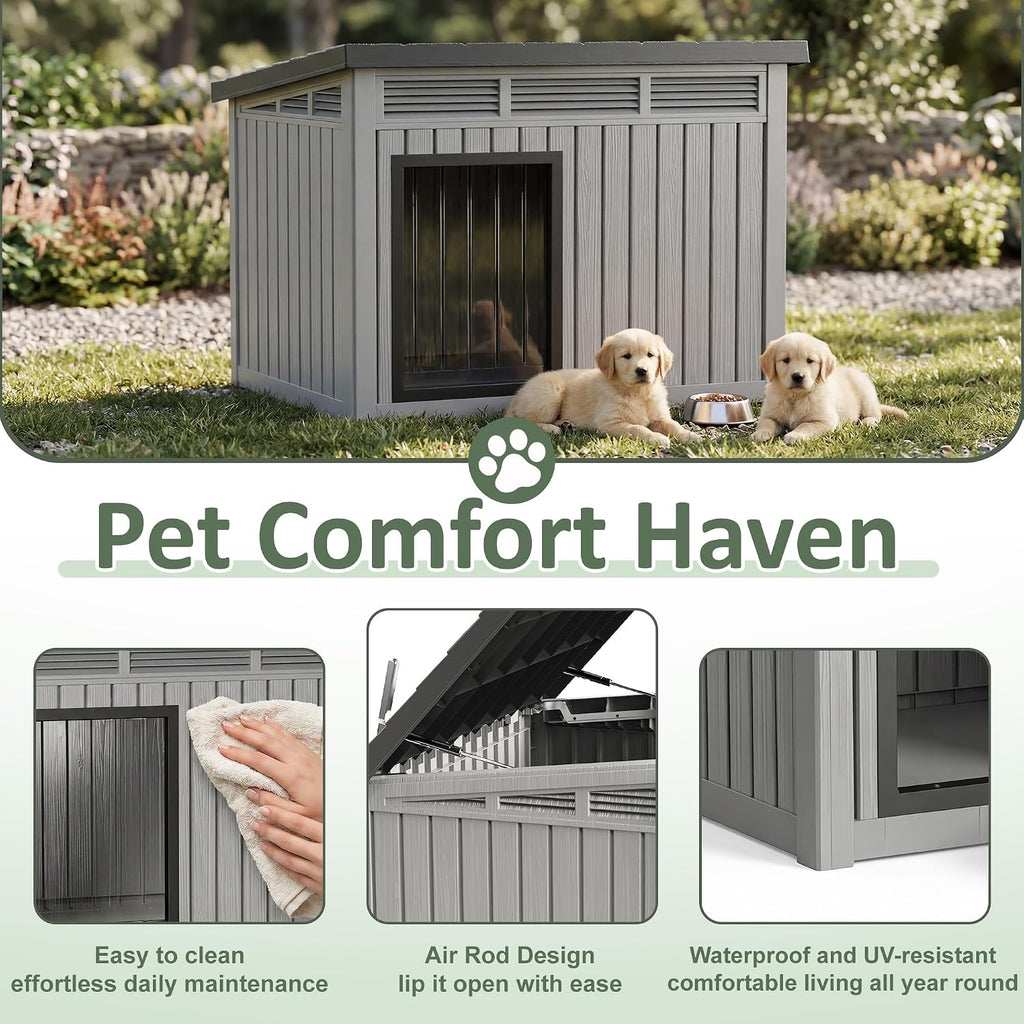 drato large dog house, weatherproof resin large dog, close-up detail