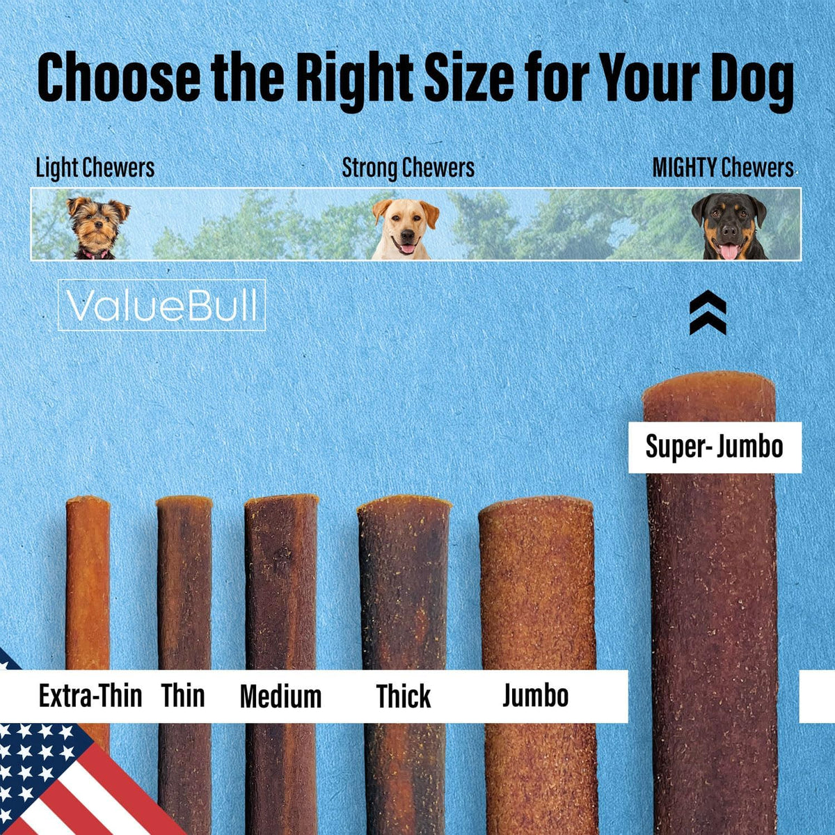 valuebull usa beef collagen sticks, 6 inch super, close-up detail