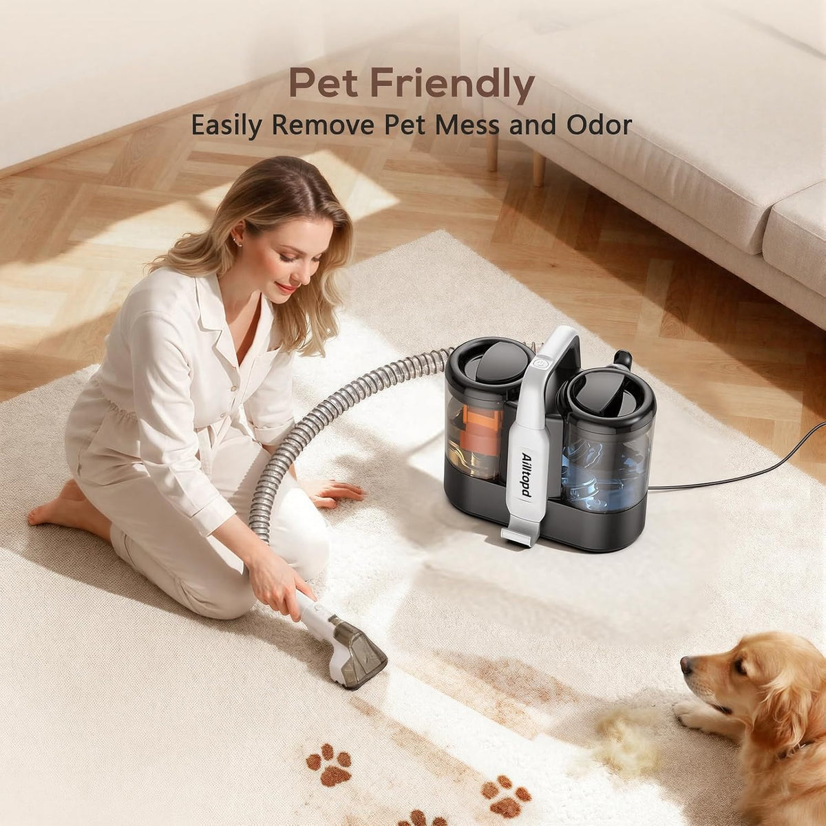 portable carpet & upholstery spot cleaner machine,15kpa deep, close-up detail