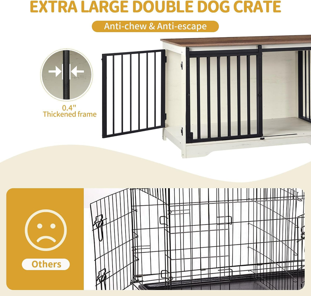 hzuaneri 77.6 in double dog crate furniture, dog, package contents