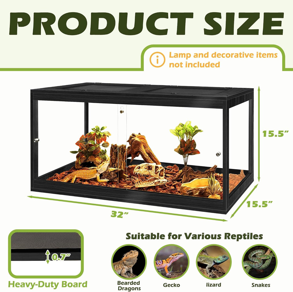 prolee 35 gallon bearded dragon tank, 32 x shown in use