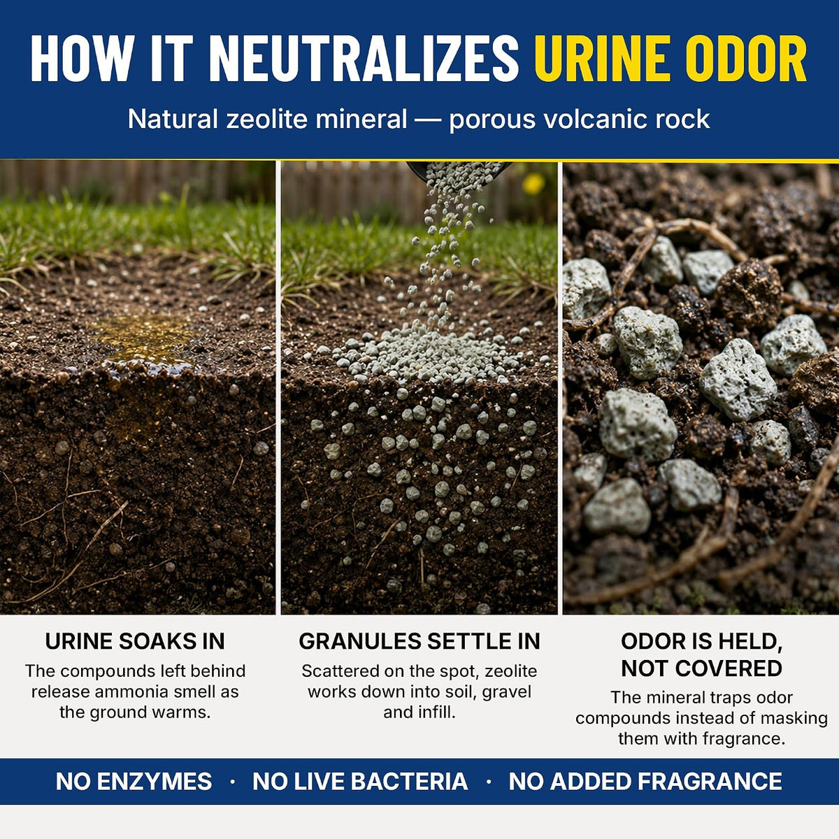smelleze yard & outdoor pet urine odor absorber, close-up detail