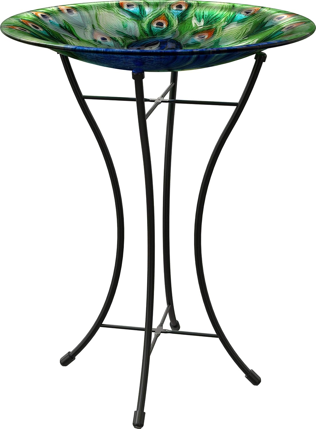 panacea 82905 16 in. peacock glass bird bath, main product view