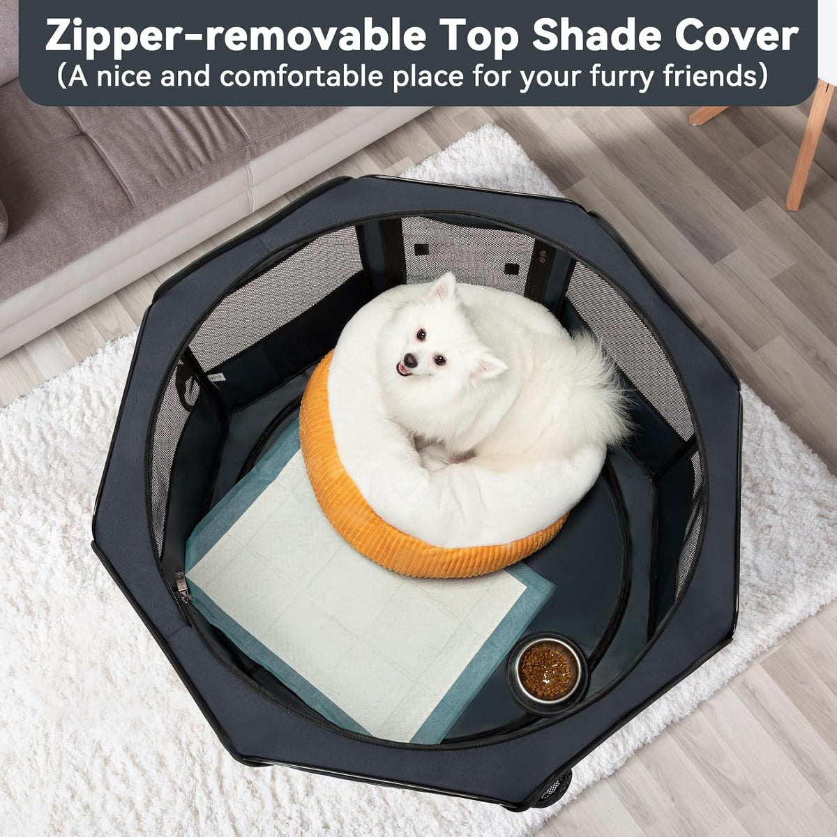 petsfit 36" dog playpen with dual zipper doors, close-up detail