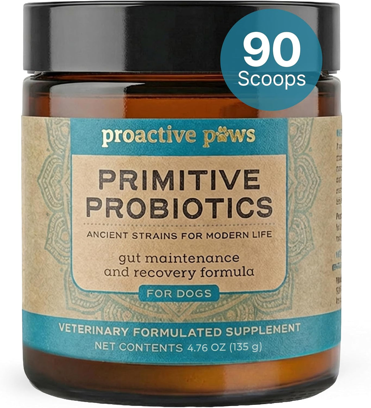 proactive paws primitive probiotics for dogs, 90 scoops, main product view