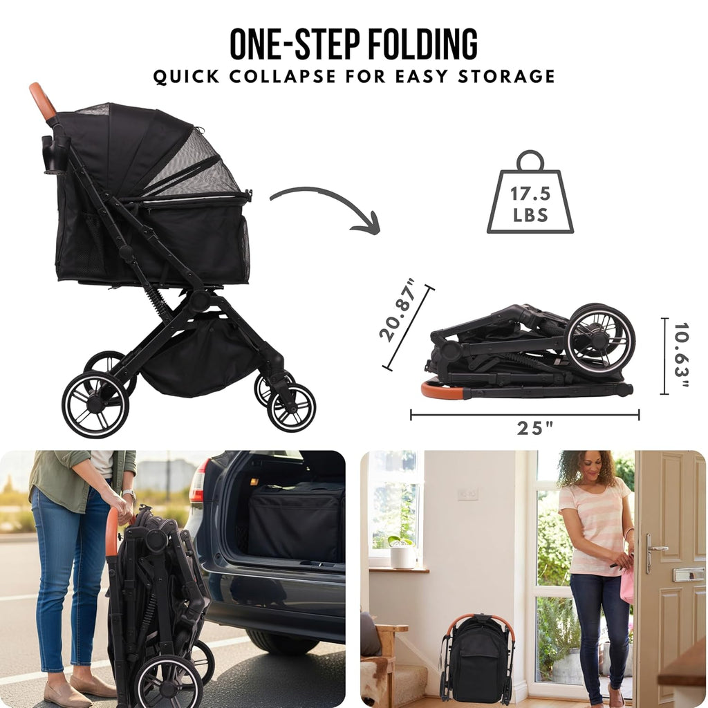 bicystar foldable dog stroller for small medium dogs showing dimensions