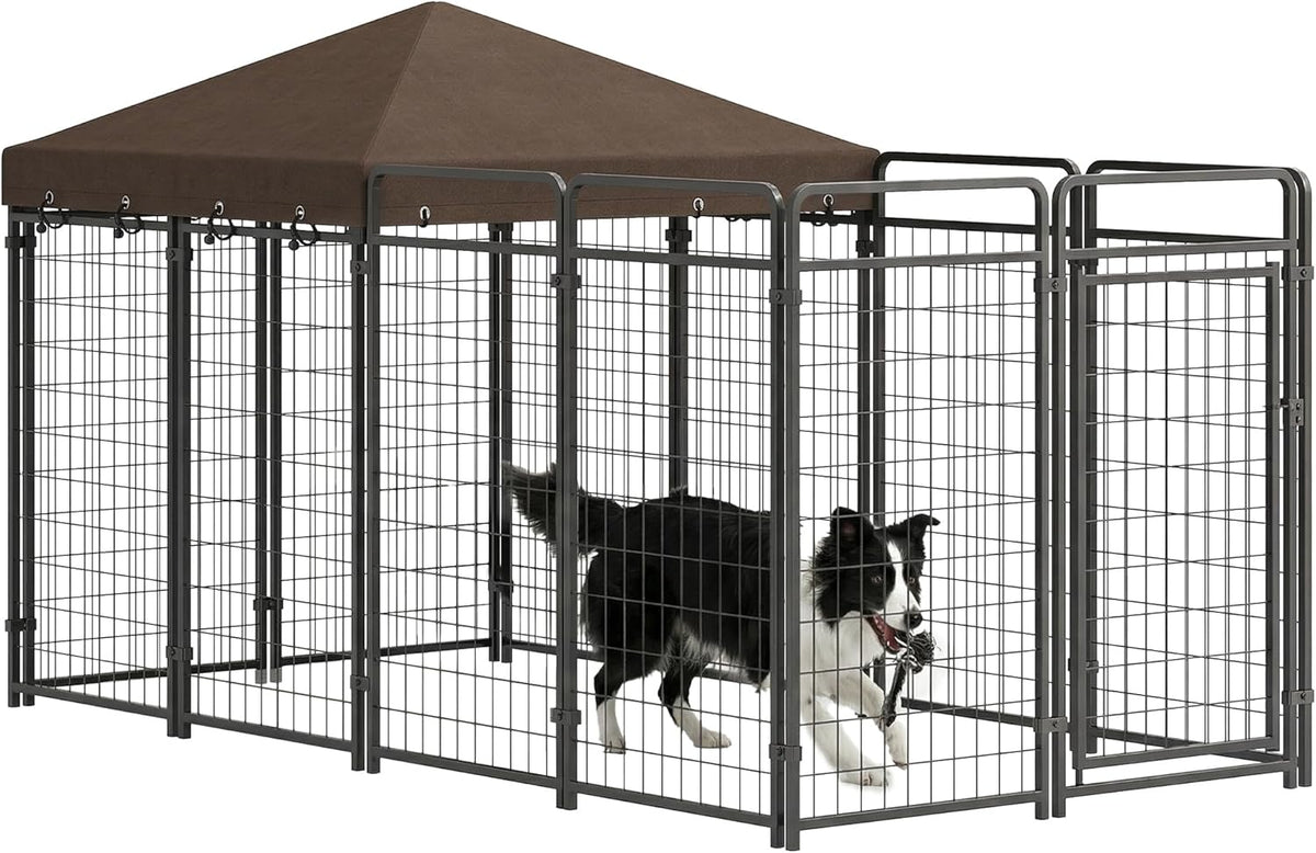 pawhut dog kennel outdoor with waterproof canopy, dog, main product view