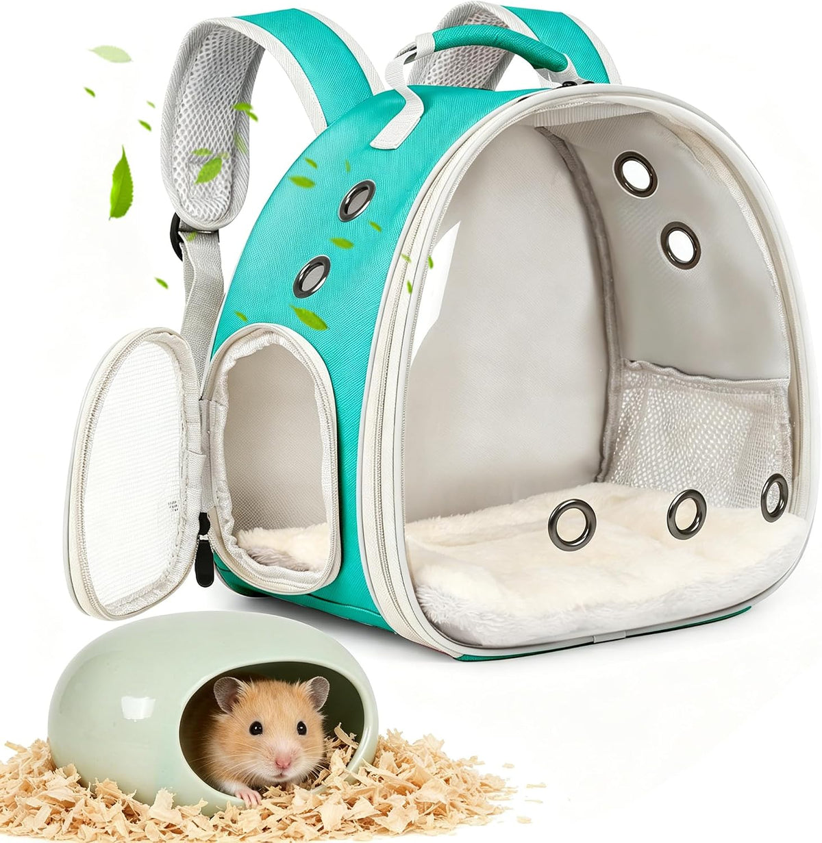 small animal backpack carrier & ceramic hamster hideout, main product view