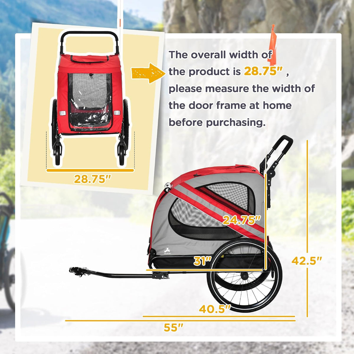 aosom 2-in-1 pet bike trailer for medium dogs on a desk or shelf