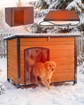 heated dog house outdoor weatherproof wood kennel for, main product view