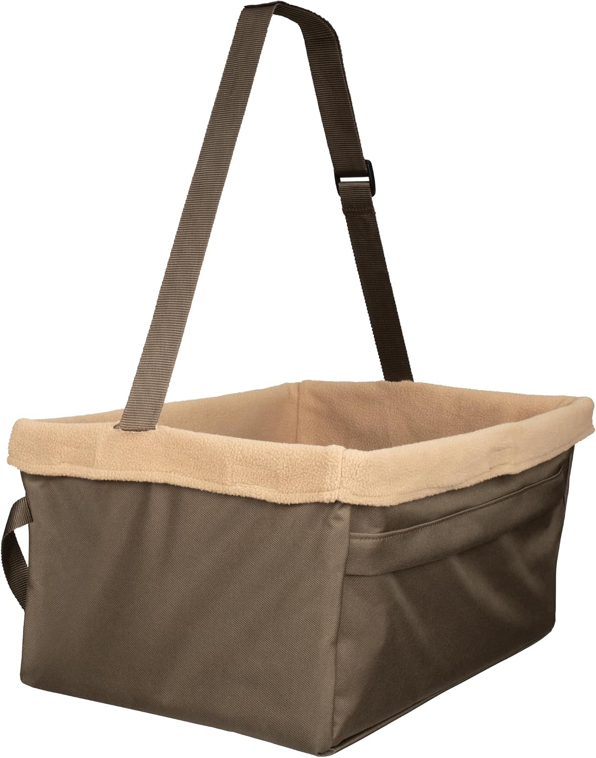 petsafe happy ride dog booster seat, brown, up shown in use