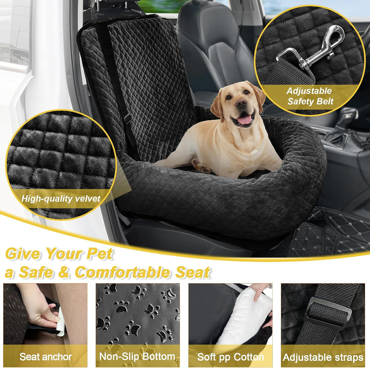 dog car seat for small medium dogs,detachable washable, close-up detail