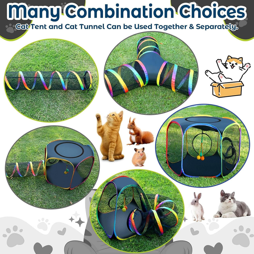cypherx outdoor cat enclosure, portable cat tent with, side view