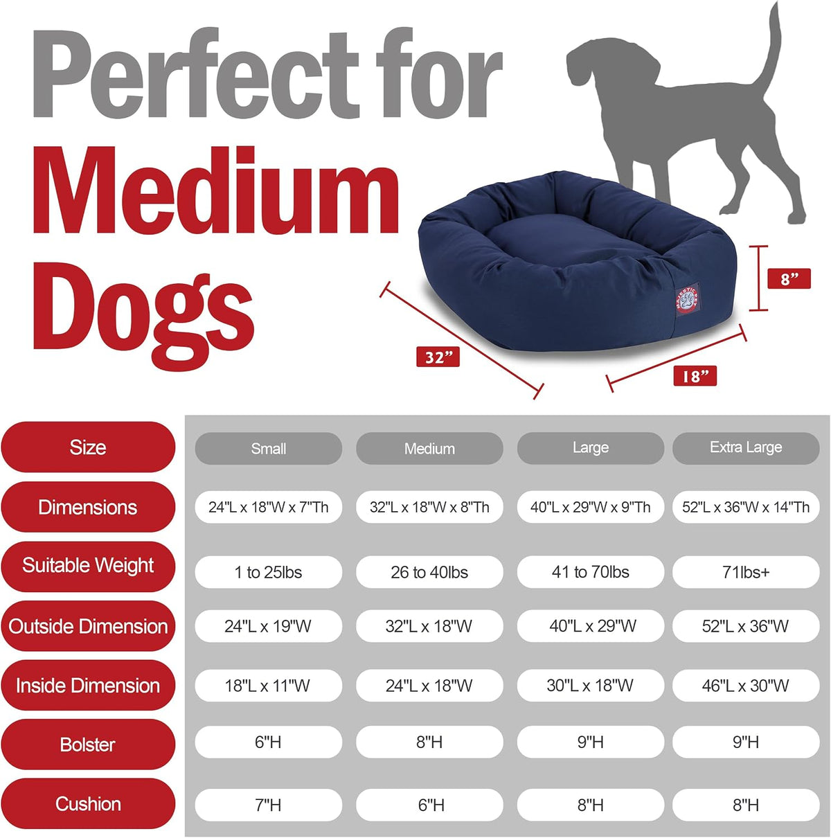 majestic pet bagel calming dog bed, 32 inch, close-up detail