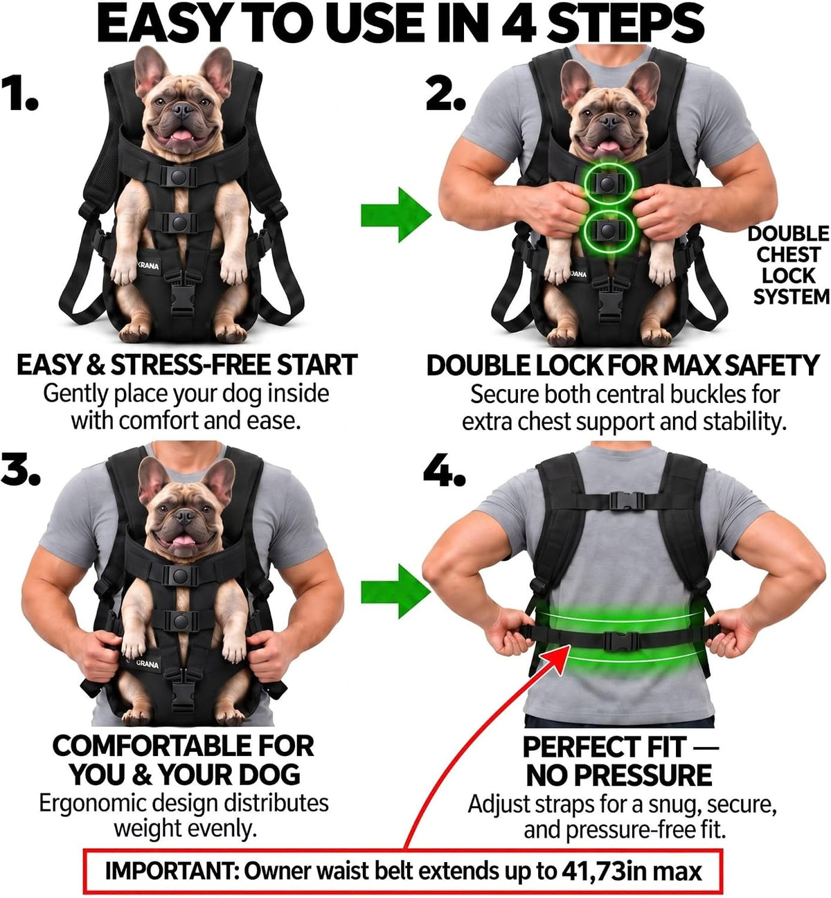 dog backpack carrier for small dogs (medium), side view