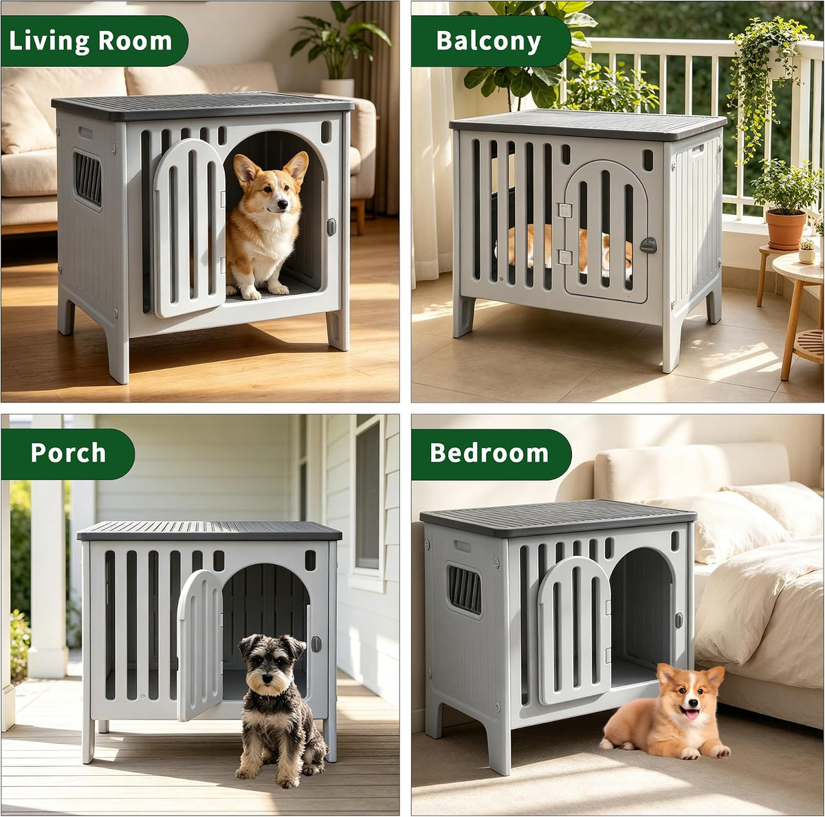 dog crate furniture 26.8“ plastic dog kennel indoor on a desk or shelf