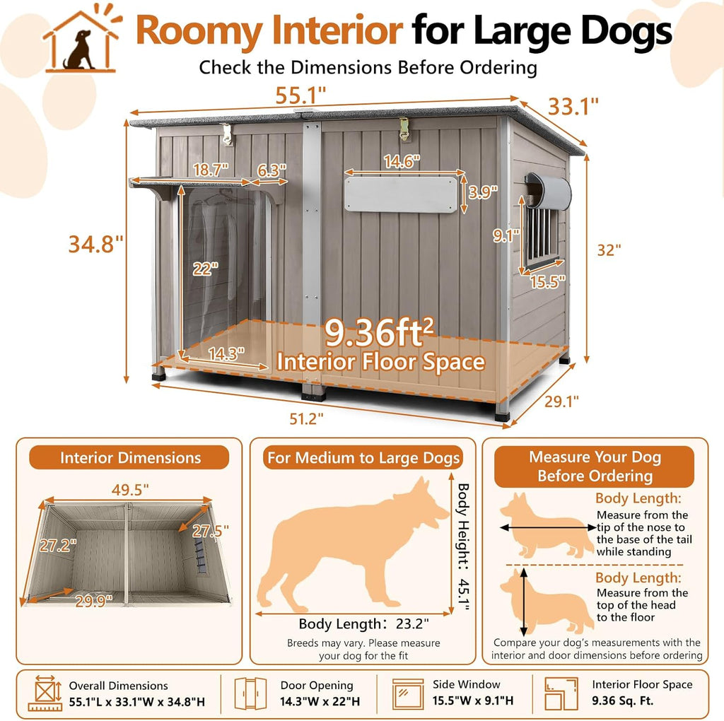 ketive 55" xl insulated outdoor dog house for, close-up detail
