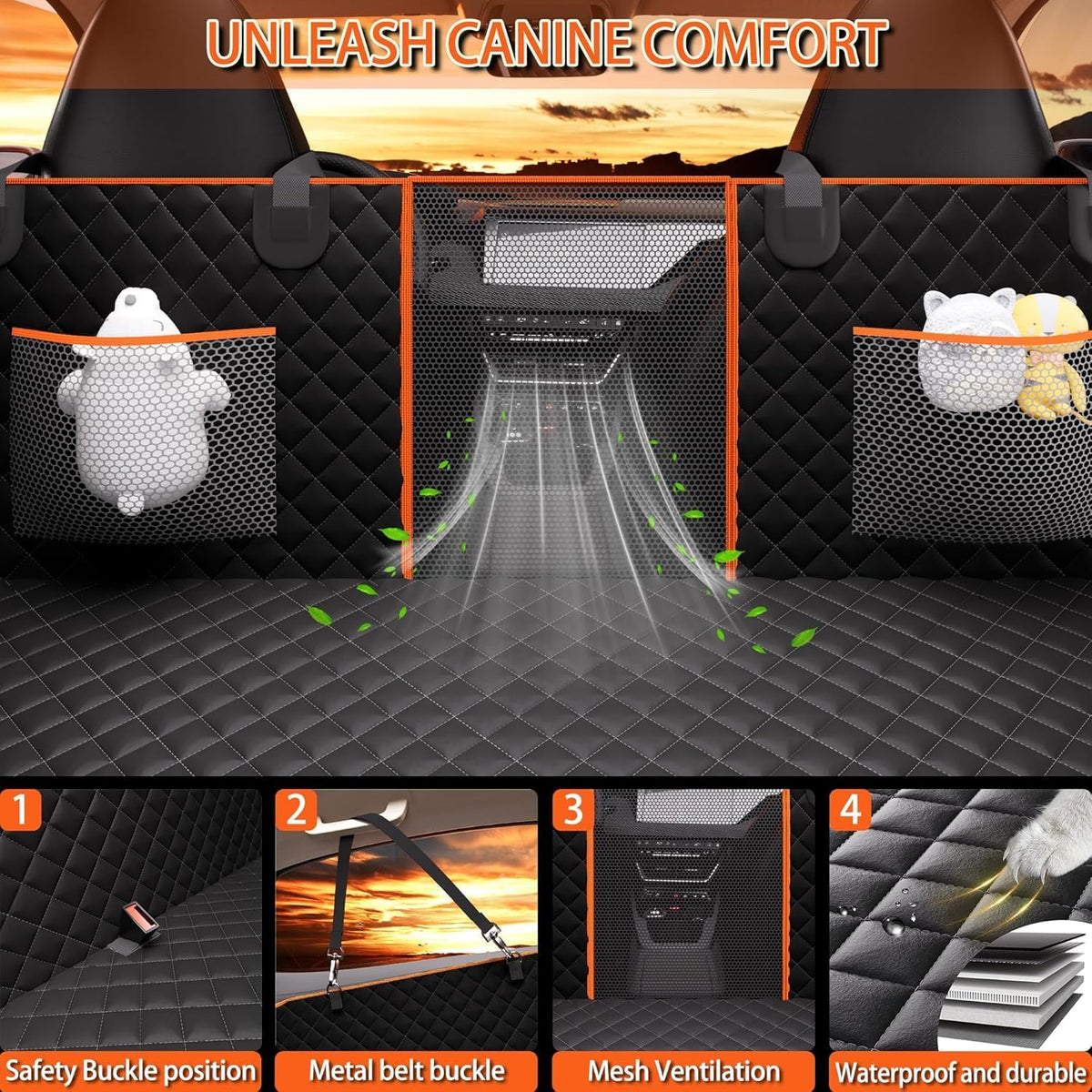 back seat extender for dogs,heavy-duty dog car seat, side view