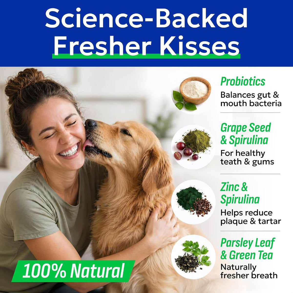 bark&spark dog teeth breath freshener chews, dental cleaning, side view