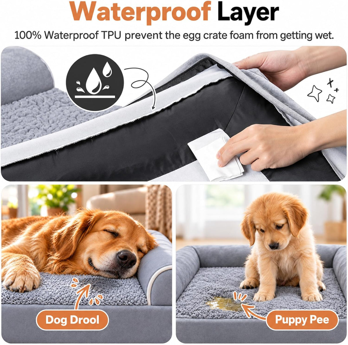 nanuya orthopedic dog bed for large dogs, 36, close-up detail