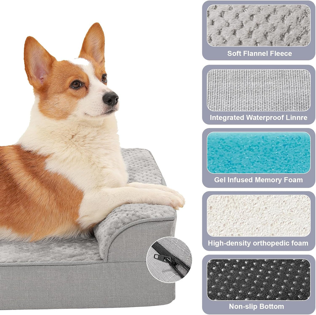 rainmr memory foam orthopedic dog bed, washable dog, close-up detail