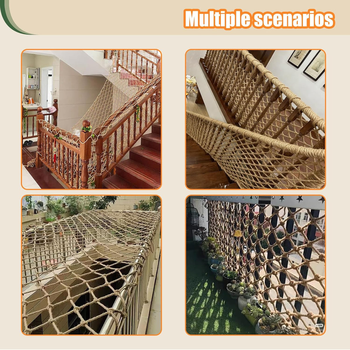 jute hemp rope net balcony safety net for showing dimensions