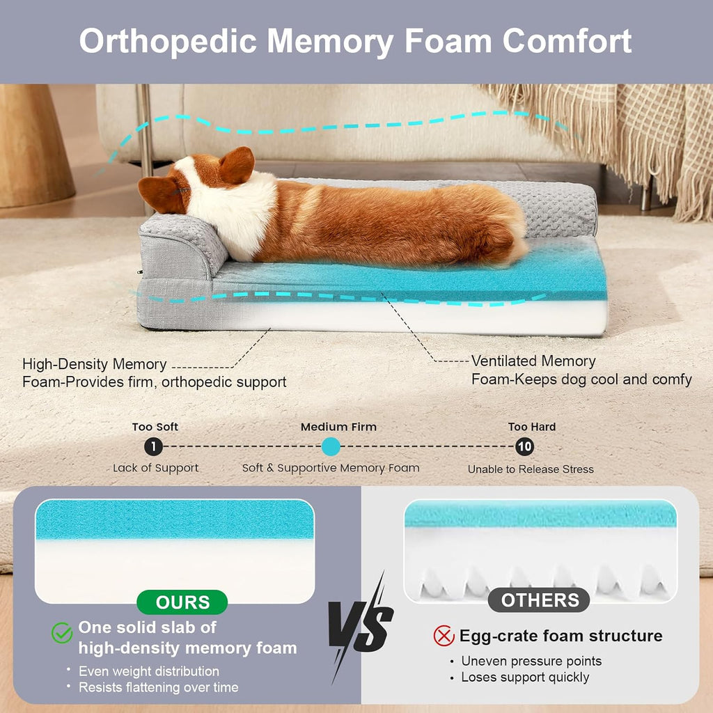 rainmr memory foam orthopedic dog bed, washable dog showing dimensions
