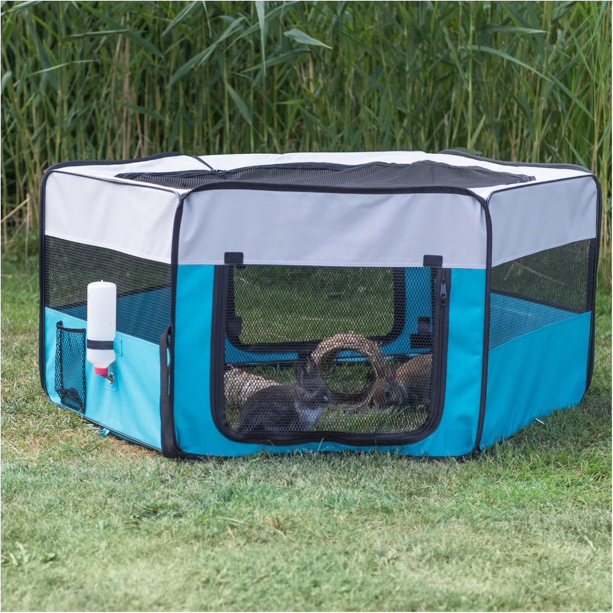 trixie soft sided mobile playpen, large shown in use