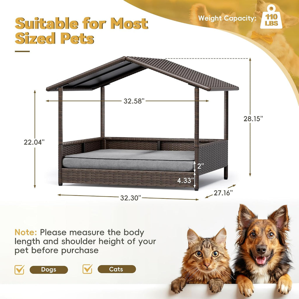 greesum wicker elevated dog house for small &, close-up detail