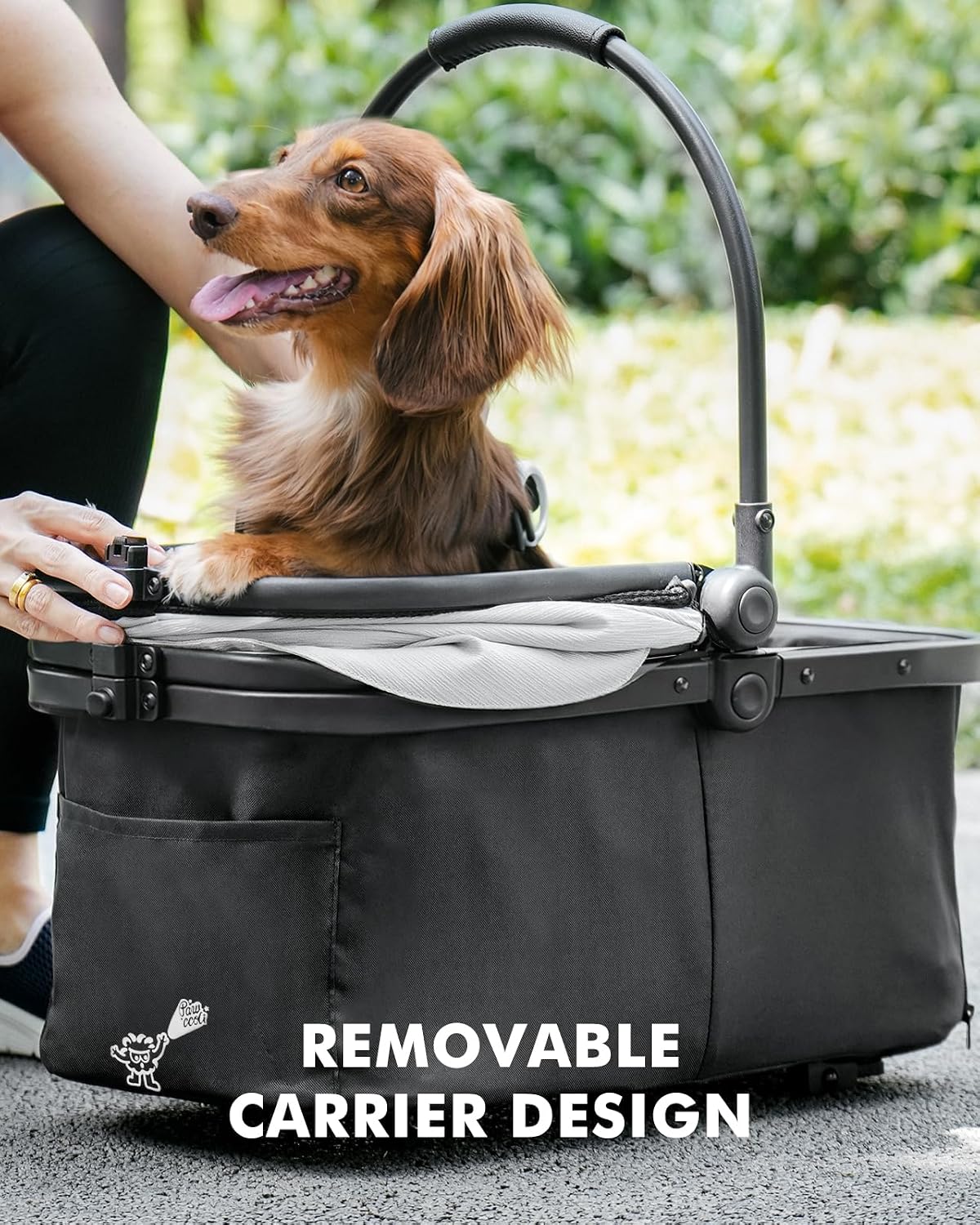 pet stroller for small dogs and cats, one-click, close-up detail