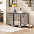 mahancris dog crate furniture with cushion, wooden dog, main product view