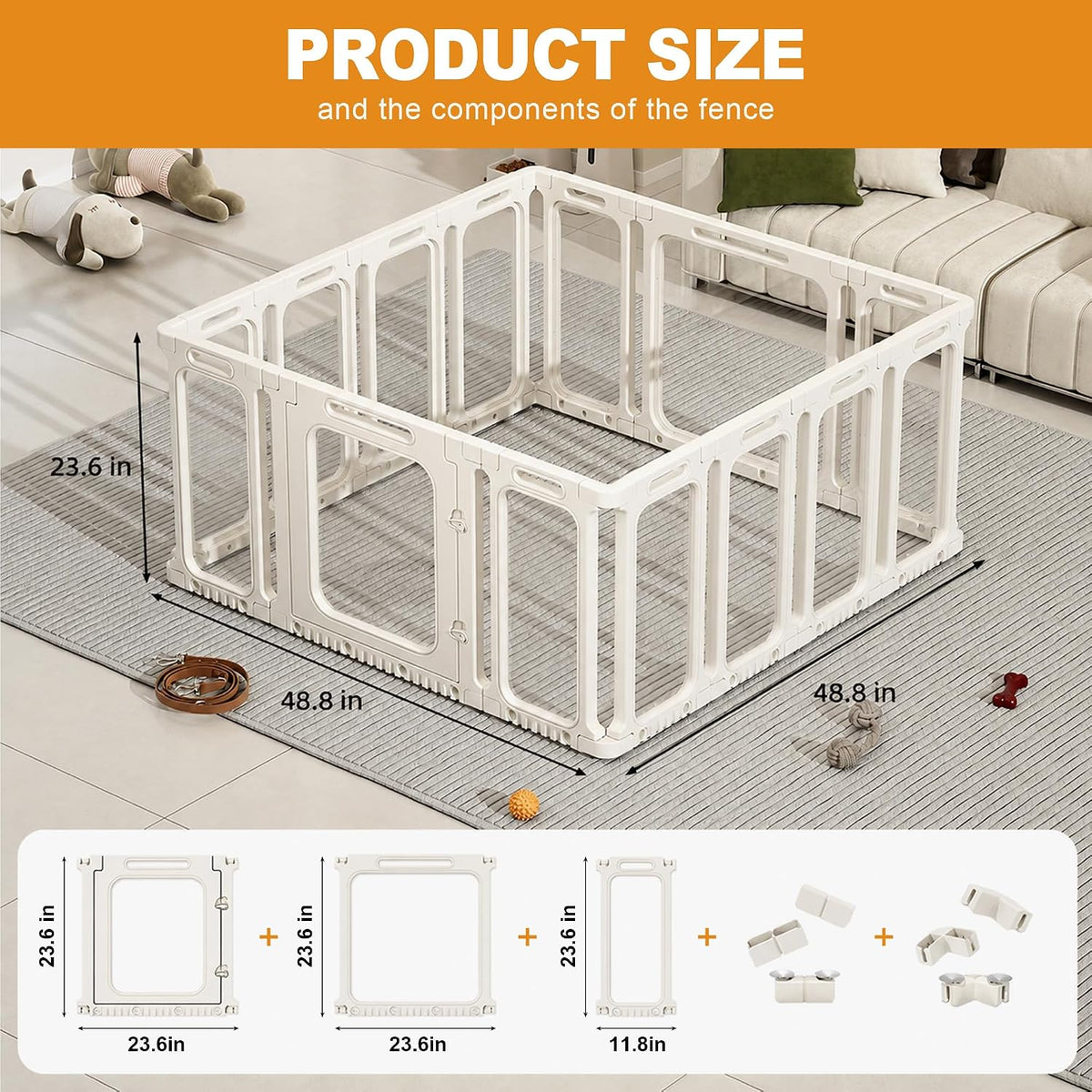 clear acrylic dog playpen indoor puppy pen, 24" shown in use