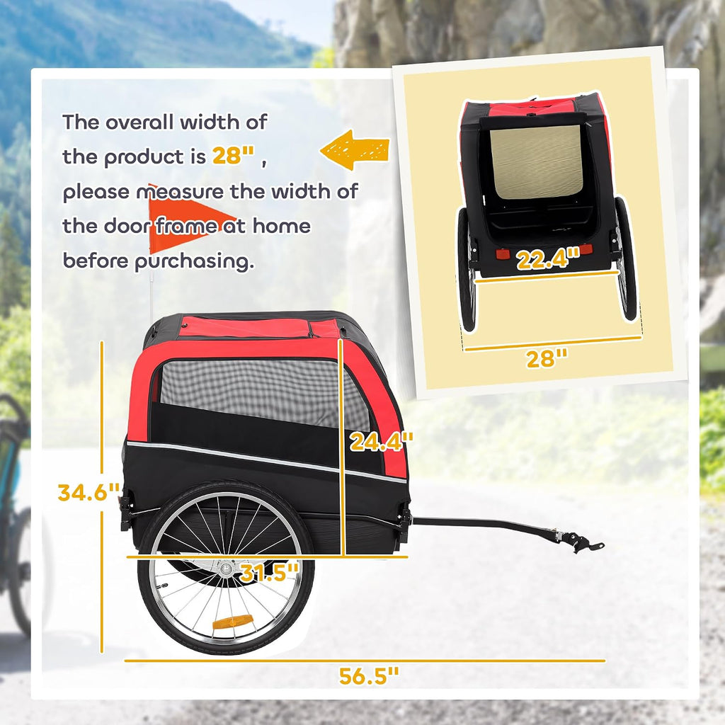 pawhut dog bike trailer 20" air tires for, close-up detail