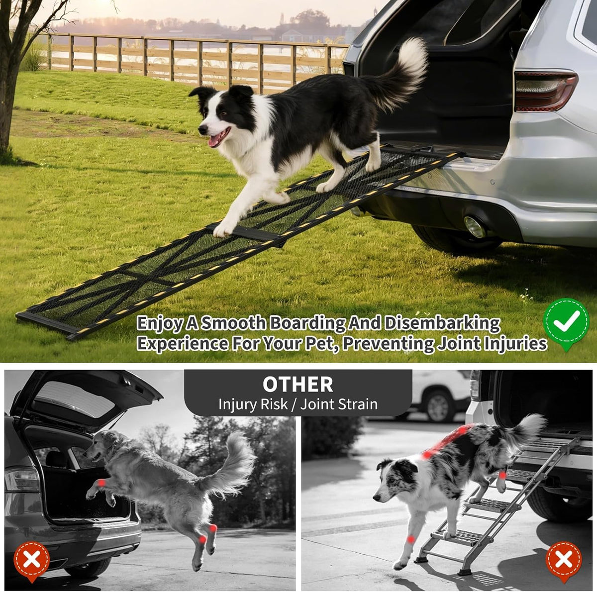 71'' l & 17'' w dog ramp for, side view