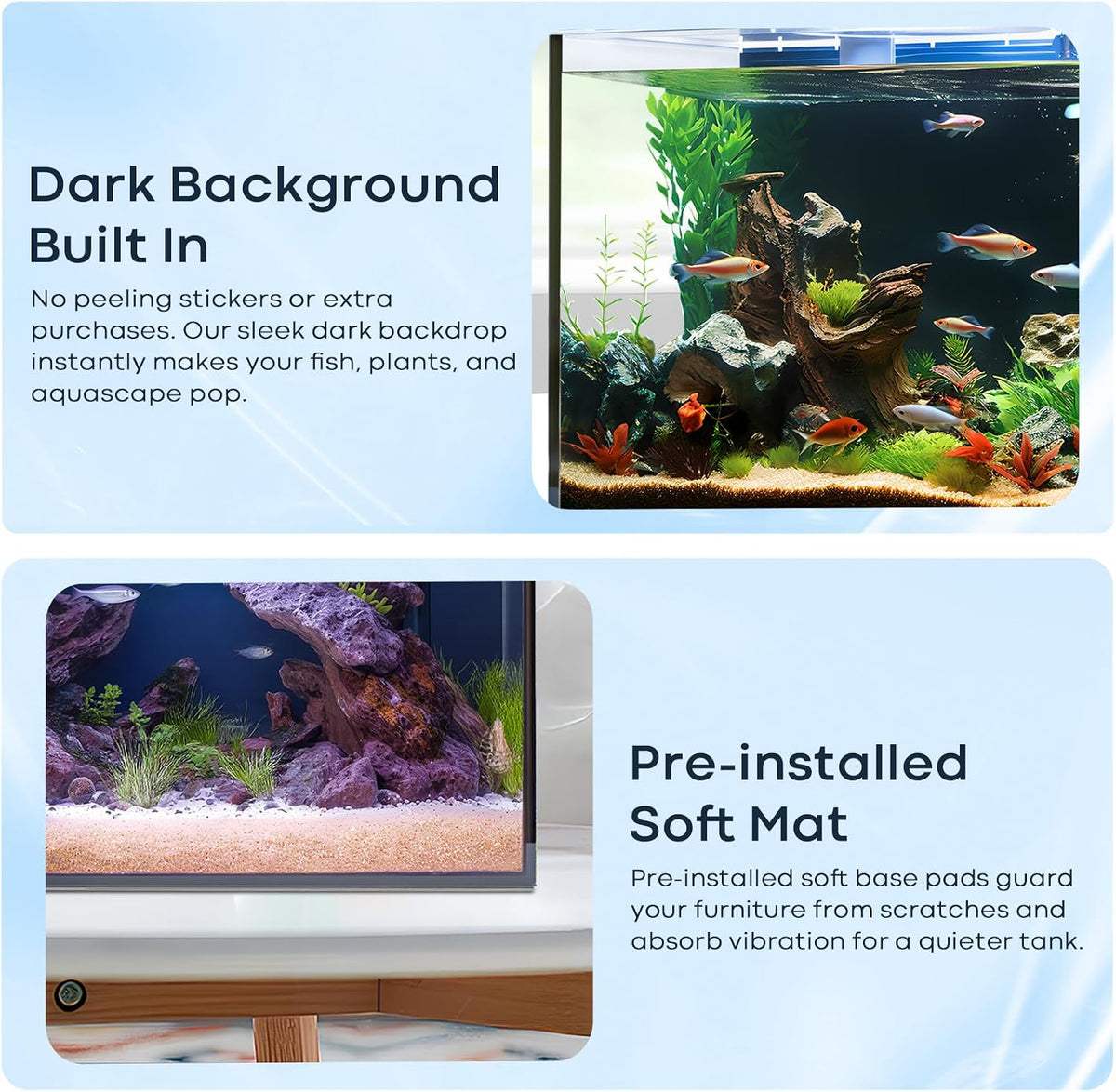 10 gallon glass fish tank, aquarium fish bowl, side view