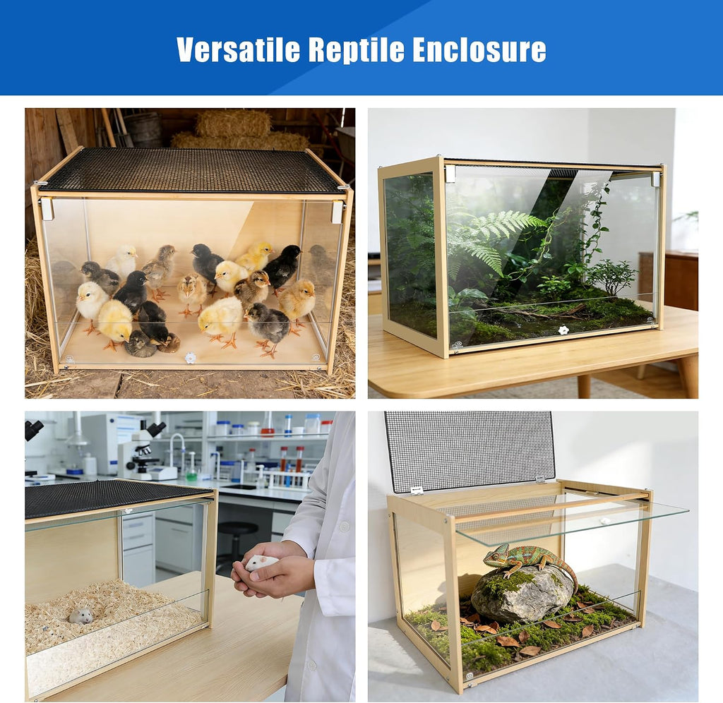 reptile terrarium enclosure 30gallon bearded dragon tank, 24*16*16inch on a desk or shelf
