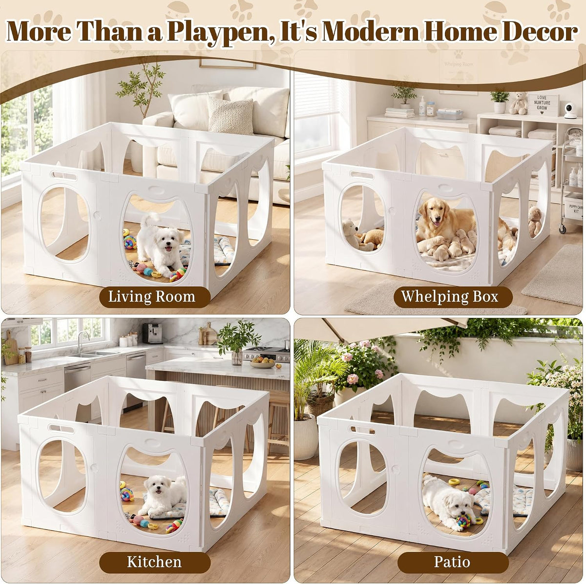 clear acrylic dog playpen indoor with toy & on a desk or shelf
