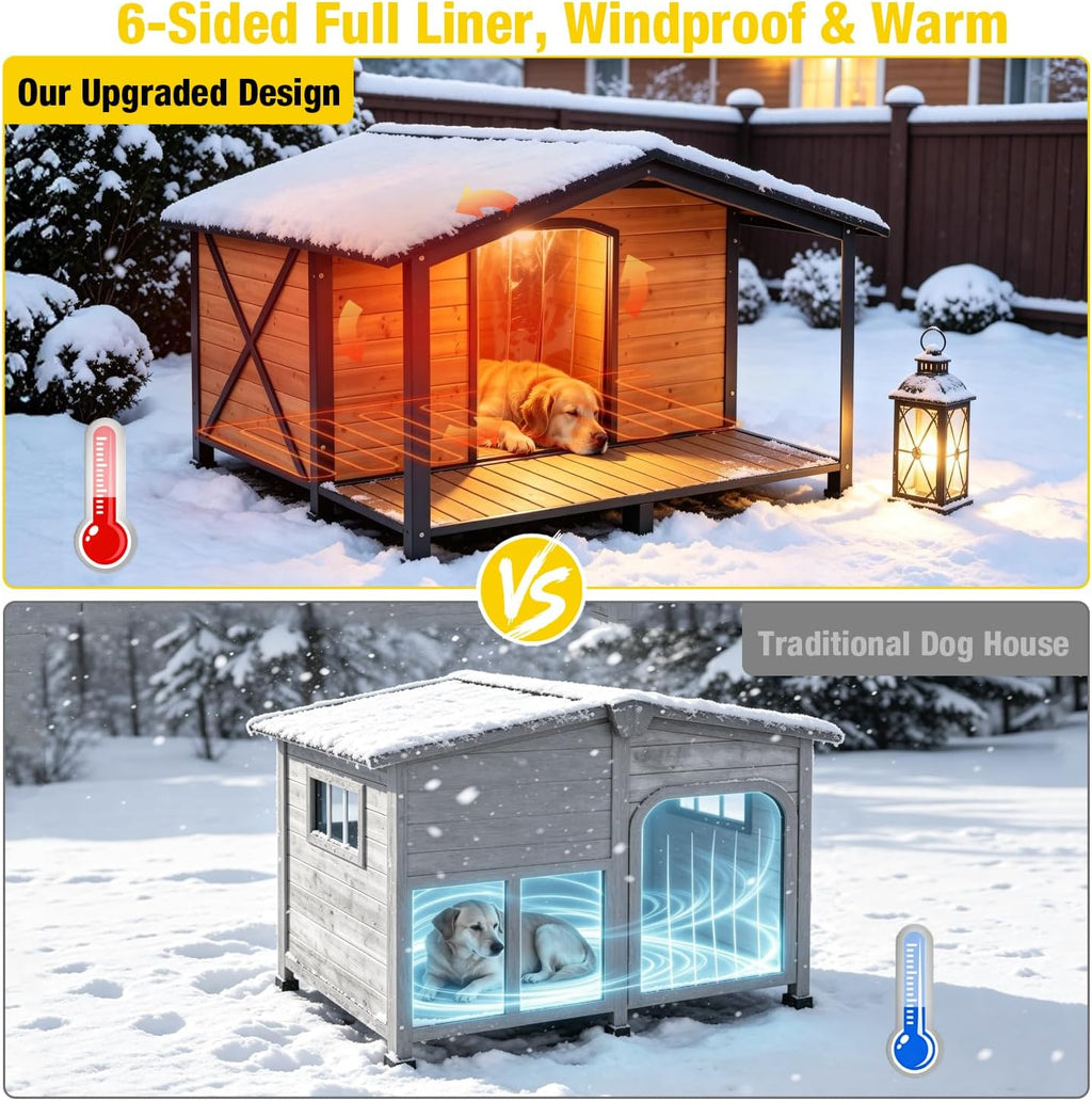 aivituvin extra large heated dog house outdoor with showing dimensions