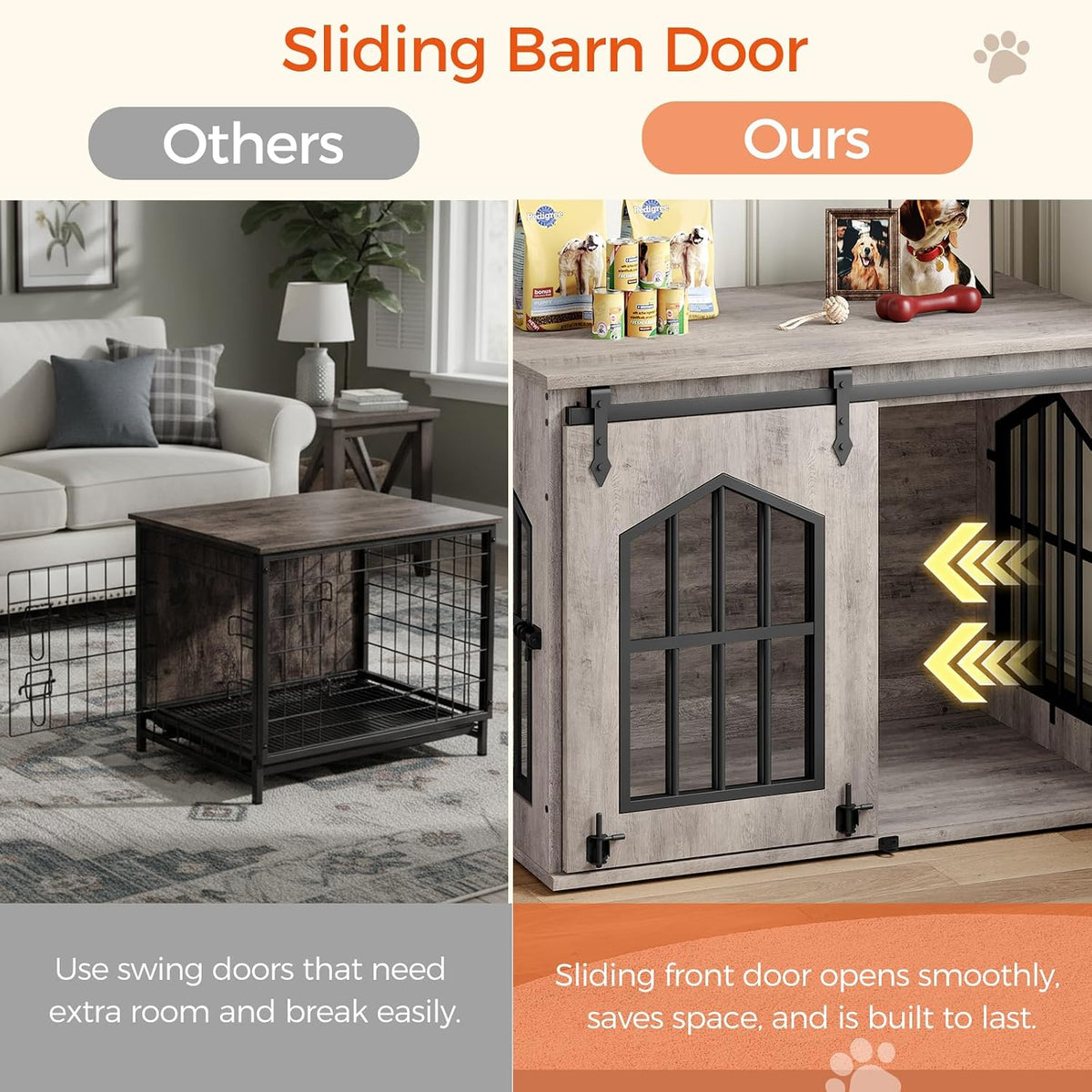 mahancris dog crate furniture, 31.5" farmhouse dog kennel showing dimensions