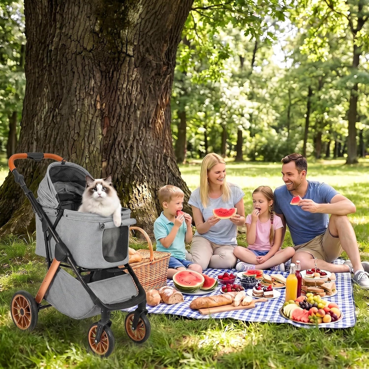 mamizo dog stroller for medium dogs up to showing dimensions