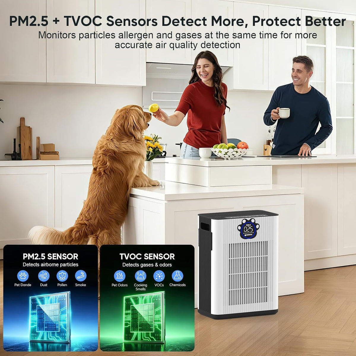 dayette pet air purifier for home large room, side view